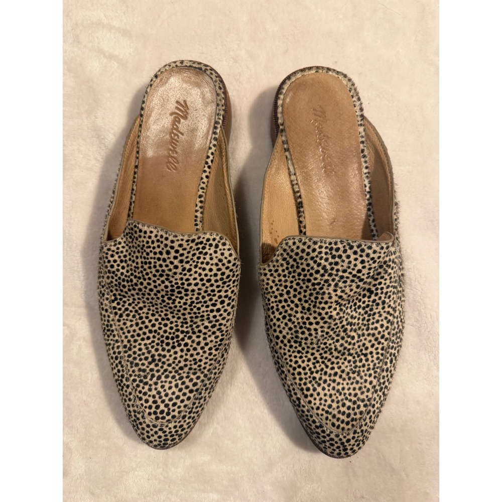 Madewell Frances Loafer Mules Spotted Calf Hair Cheetah Print L3080 Womens 9.5